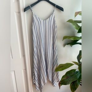 Fifteen Twenty Handkerchief blue and white striped Hem Tank Dress, size M